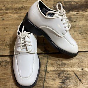 Kid’s NEW White Square Toe Lace Up Shoes Wedding Christening Formal (Sizes 8-6)